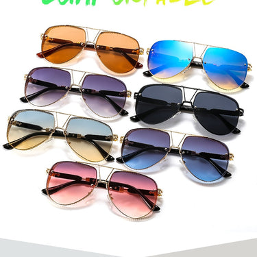 Women's Designer Metal Alloy Frame Hollow Pattern Oval Sunglasses  -  GeraldBlack.com