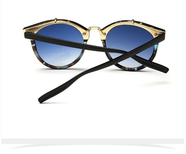 Women's Designer Round Plastic Frame Summer Sunglasses with Mirror Lens  -  GeraldBlack.com