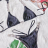 Women's Diamond Lace Halter Padded Bikini Set Swimsuit in Solid Color  -  GeraldBlack.com