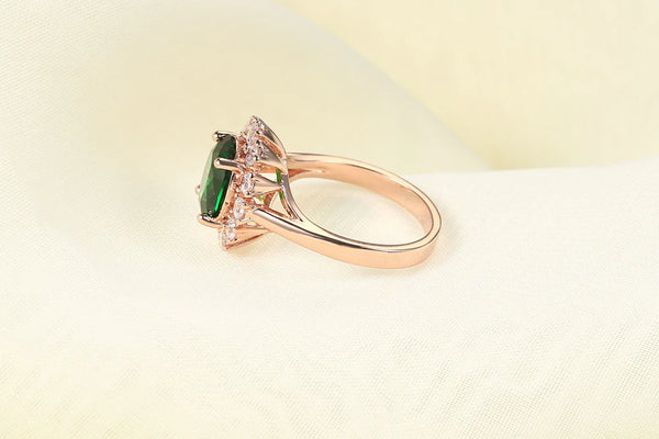 Women's Elegant Jewelry Rose Gold Color Green CZ Crystal Rings  -  GeraldBlack.com