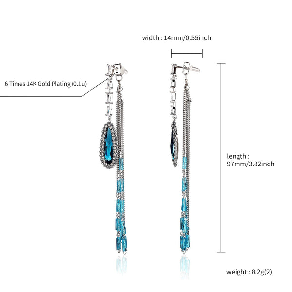 Women's Elegant Luxury Cubic Zirconia Bohemian Style Tassel Earrings  -  GeraldBlack.com