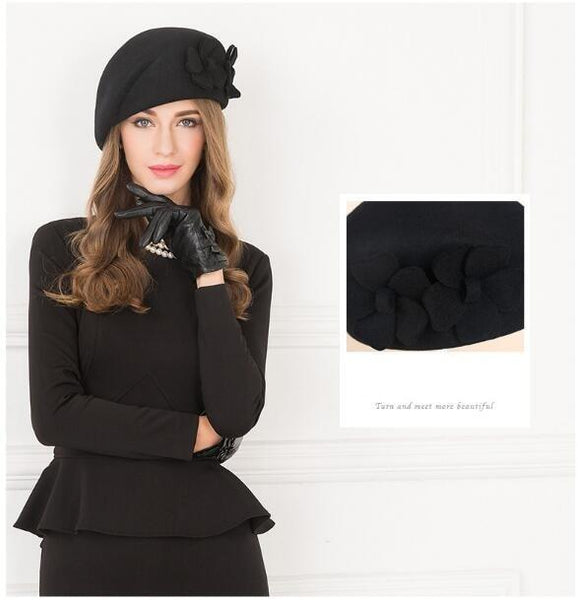 Women's Elegant Style Leisure Fashion Winter Woolen Beret Cap - SolaceConnect.com