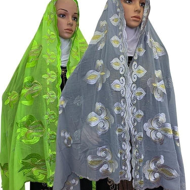Embroidery Women's Hijab Scarf Muslim Prayer Headscarf African Tukish Big Shawls Beauty Islam - SolaceConnect.com