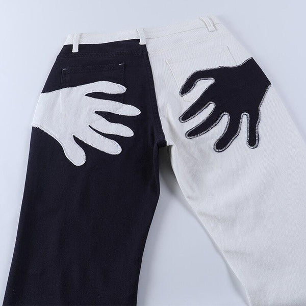 Women's Embroidery Palm Art Jeans Trousers for Casual Streetwear - SolaceConnect.com