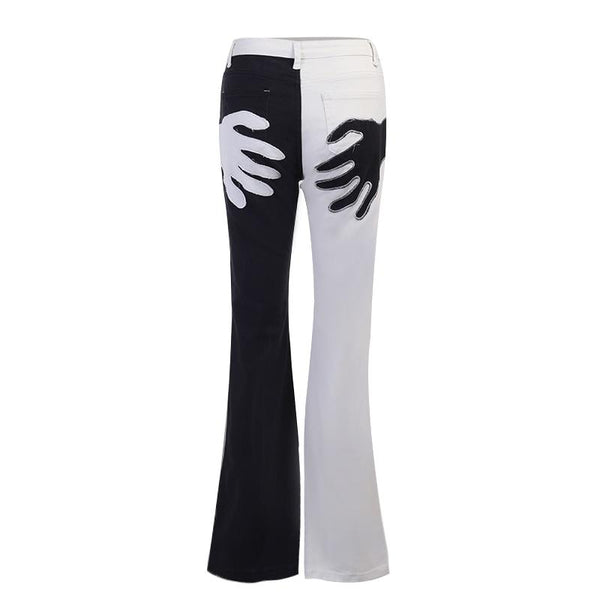 Women's Embroidery Palm Art Jeans Trousers for Casual Streetwear - SolaceConnect.com