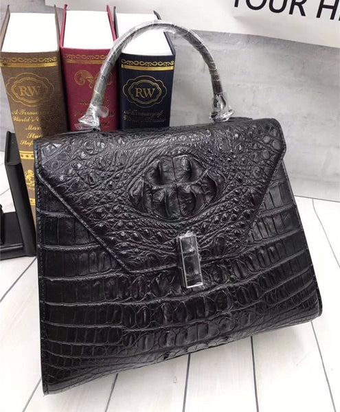 Women's Exotic Fashion Medium Size Genuine Crocodile Skin Handbag  -  GeraldBlack.com