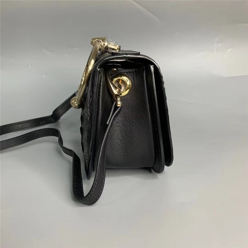Women's Exotic Genuine Alligator Leather Round Handle Small Handbag  -  GeraldBlack.com