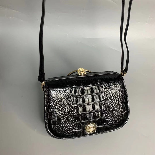 Women's Exotic Genuine Alligator Leather Round Handle Small Handbag  -  GeraldBlack.com