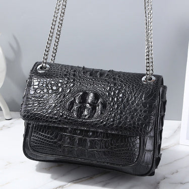 Women's Exotic Genuine Crocodile Skin Silver Chain Purse Handbag  -  GeraldBlack.com