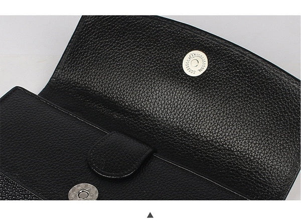 Women's Exotic Mixed Color Genuine Leather Stingray Skin Long Wallet  -  GeraldBlack.com