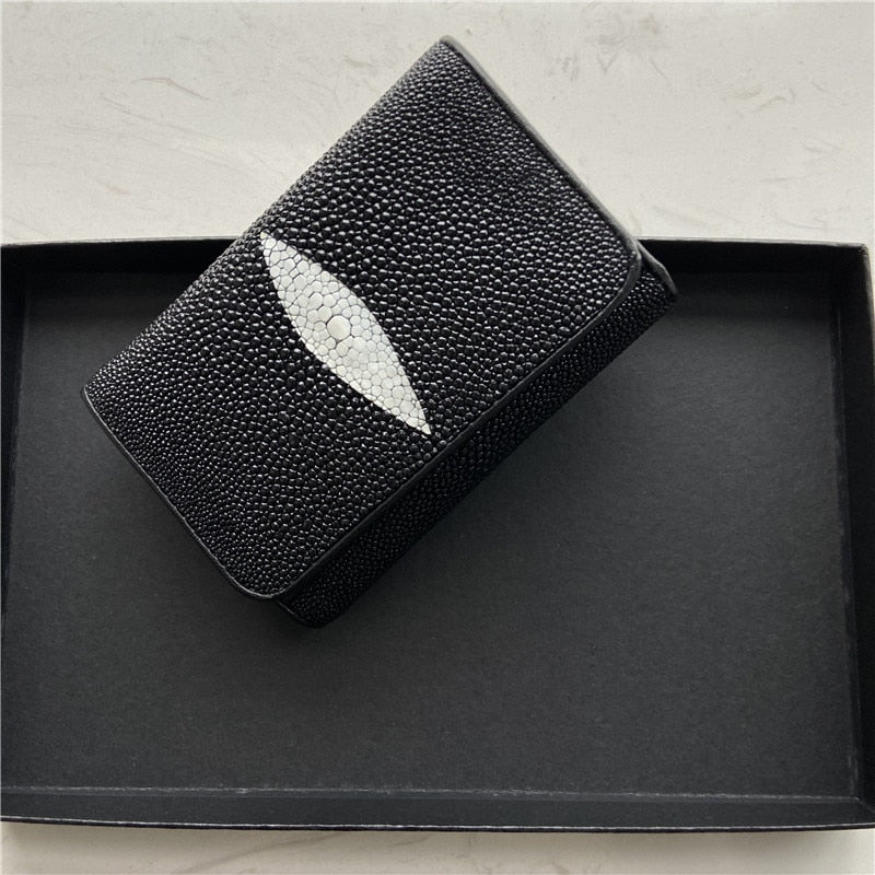 Women's Fancy Designer Exotic Stingray Skin Card Holder Short Wallet  -  GeraldBlack.com