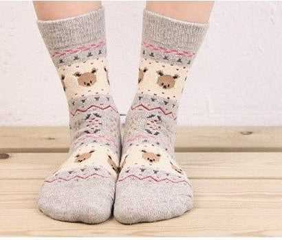 Women's Fashion 5 Pairs Lot Cashmere Animal Pattern Wool Socks  -  GeraldBlack.com