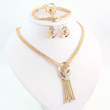 Women's Fashion African Beads Gold Color Crystal Necklace Jewelry Sets  -  GeraldBlack.com