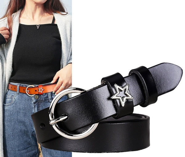 Women's Fashion All-match Decorative Genuine Leather Metal Buckle Belt  -  GeraldBlack.com