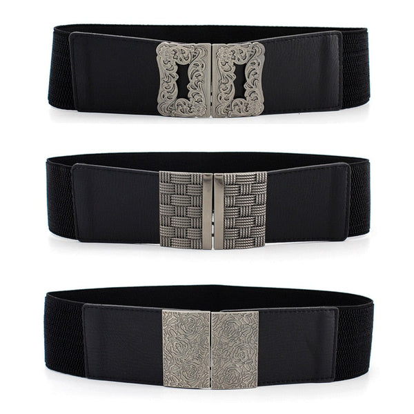 Women's Fashion Black Corset Square Button Girdle Elastic Belts  -  GeraldBlack.com