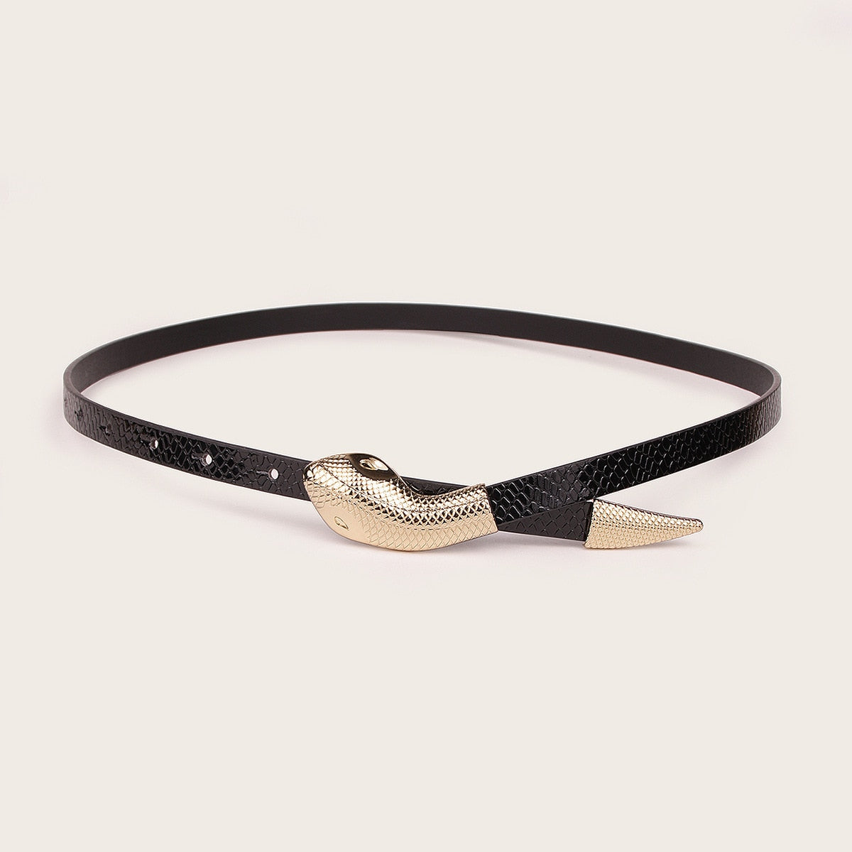 Women's Fashion Black Mirror Patent Leather Snake Buckle Belt  -  GeraldBlack.com