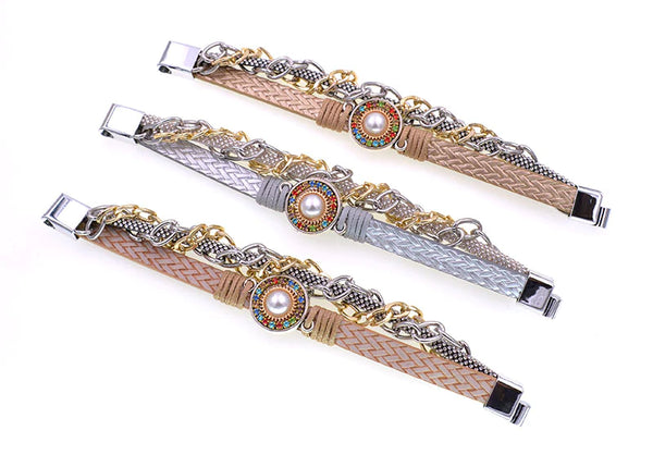 Women's Fashion Bohemia Charm Metal Chain Magnet Leather Bracelets  -  GeraldBlack.com