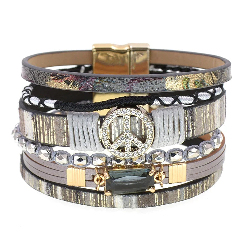 Women's Fashion Bohemia Colorful Leather Magnet Charm Bracelet  -  GeraldBlack.com