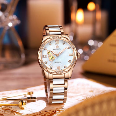 Women's Fashion Casual Automatic Mechanical Ceramic Diamond Watch  -  GeraldBlack.com