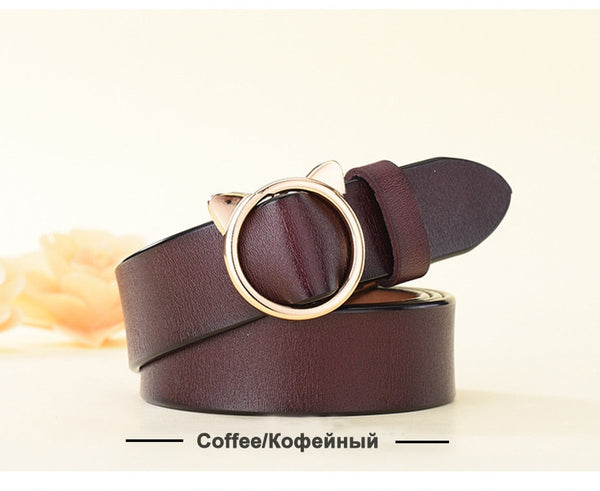Women's Fashion Casual Sweetheart Cat-Shaped Pin Buckle Leather Belt  -  GeraldBlack.com