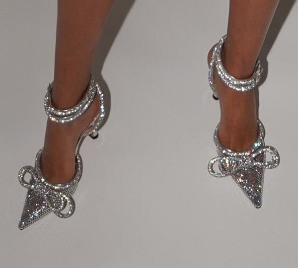 Women's Fashion Crystal Bling Cross-Tied Butterfly-knot High Heels Pumps  -  GeraldBlack.com