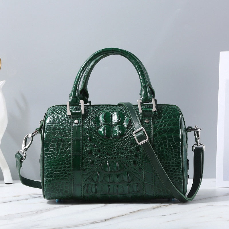 Women's Fashion Exotic Genuine Crocodile Leather Boston Handbag  -  GeraldBlack.com