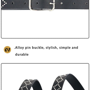 Women's Fashion Faux Leather Casual Style Rivet Decor Thin Belt  -  GeraldBlack.com