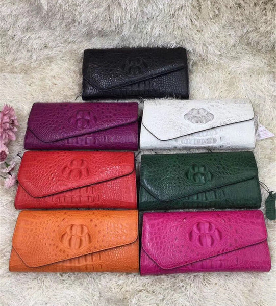 Women's Fashion Genuine Alligator Leather Flap Chain Envelop Hand Bag  -  GeraldBlack.com