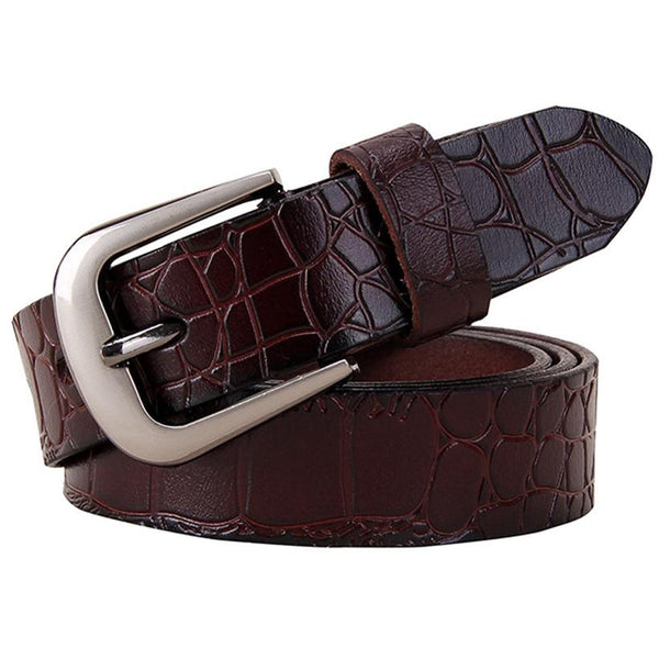 Women's Fashion Genuine Cowskin Leather Second Layer Strap Pin Buckle Belt - SolaceConnect.com