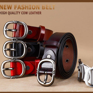 Women's Fashion Genuine Leather Waist Strap Belts with Metal Pin Buckle - SolaceConnect.com