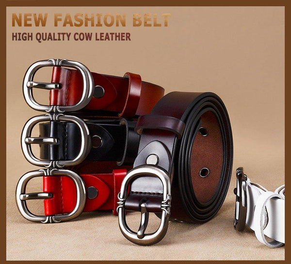 Women's Fashion Genuine Leather Waist Strap Belts with Metal Pin Buckle - SolaceConnect.com