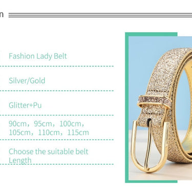 Women's Fashion Glitter Synthetic Leather High Waist Cummerbund Belt  -  GeraldBlack.com