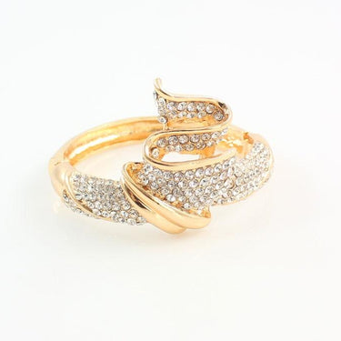 Women's Fashion Gold Alloy Rhinestone Necklace Bracelet Ring Earrings Sets - SolaceConnect.com