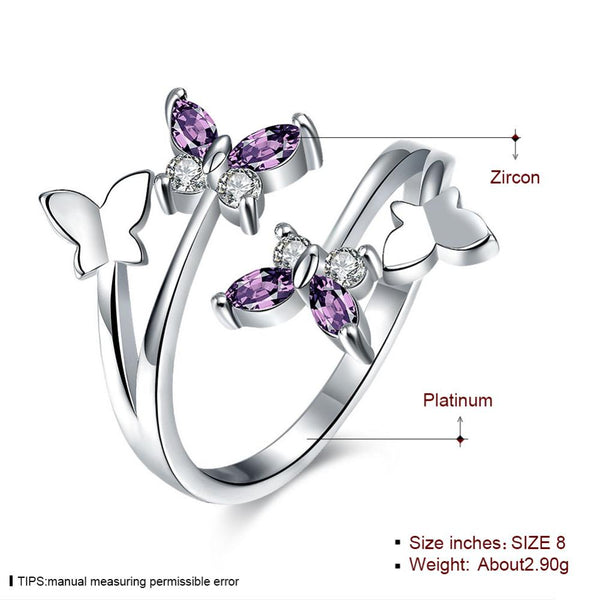 Women's Fashion Gold Color Crystal Charm Butterfly Rings Jewelry for Party - SolaceConnect.com