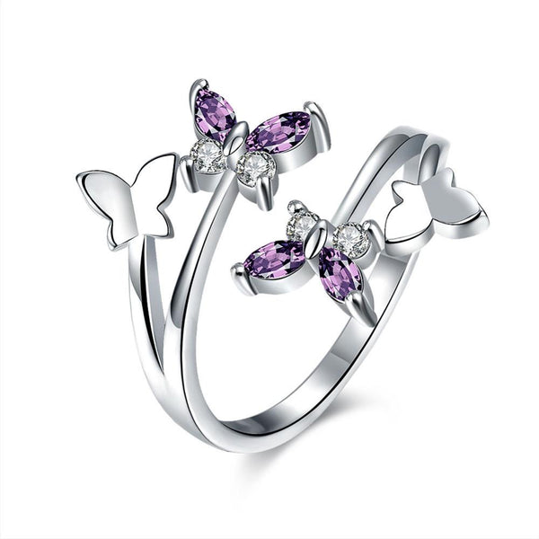 Women's Fashion Gold Color Crystal Charm Butterfly Rings Jewelry for Party - SolaceConnect.com