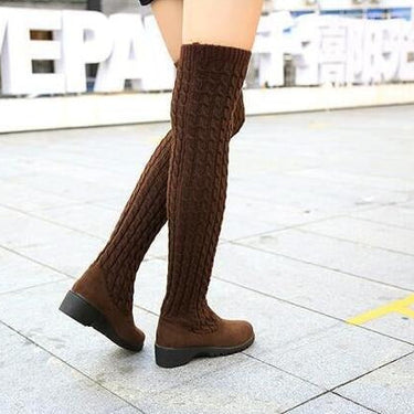 Women's Fashion Knitted Warm Knee High Elastic Slim Long Boots  -  GeraldBlack.com