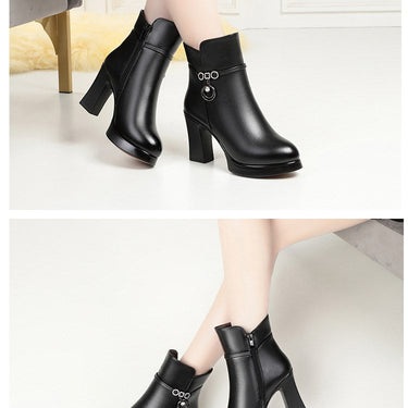 Women's Fashion Large Size Wool Warm Winter High Heel Ankle Boots  -  GeraldBlack.com
