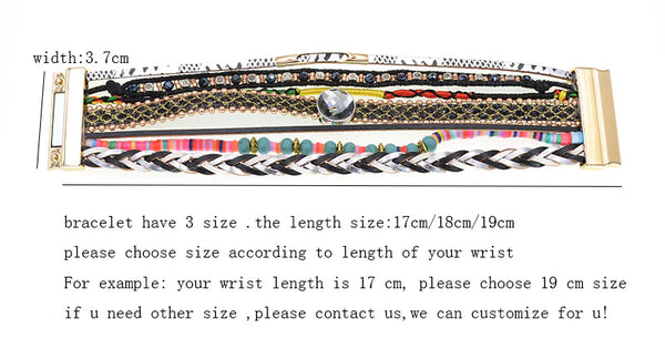 Women's Fashion Leather Charm Beaded Stone Bohemia Bracelets  -  GeraldBlack.com