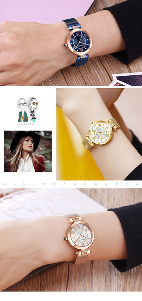 Women's Fashion Montre Casual Stainless Steel Quartz Diamond Bracelet Watch - SolaceConnect.com