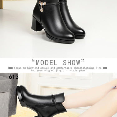 Women's Fashion Natural Wool Warm Winter High Heels Large Size Boots  -  GeraldBlack.com