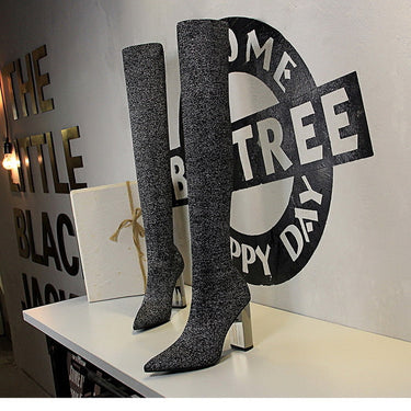Women's Fashion Nightclub Sexy Slim Metal Heel Knee High Boots  -  GeraldBlack.com