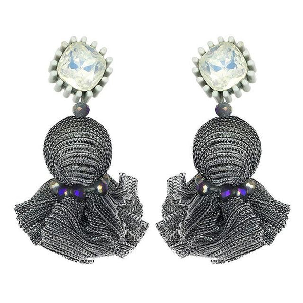Women's Fashion Pearl Crystal Beaded Lace Wrap Long Wedding Earrings - SolaceConnect.com