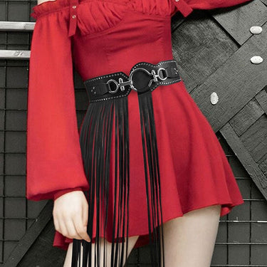 Women's Fashion Punk Goth Elastic Personality Long Tassels Skirt Belts  -  GeraldBlack.com