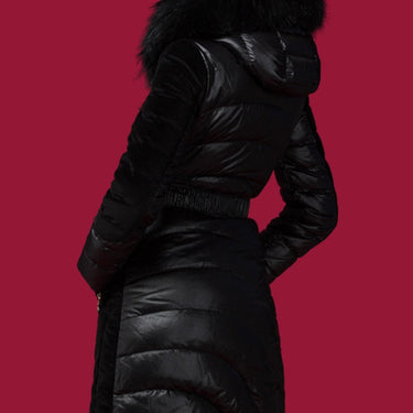 Women's Fashion Raccoon Fur Collar Thickened Medium Waist Down Coats  -  GeraldBlack.com