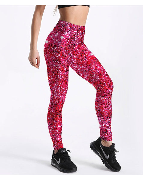 Women's Fashion Red Galaxy Printed Sports Fitness Leggings - SolaceConnect.com