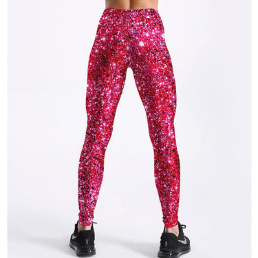 Women's Fashion Red Galaxy Printed Sports Fitness Leggings - SolaceConnect.com