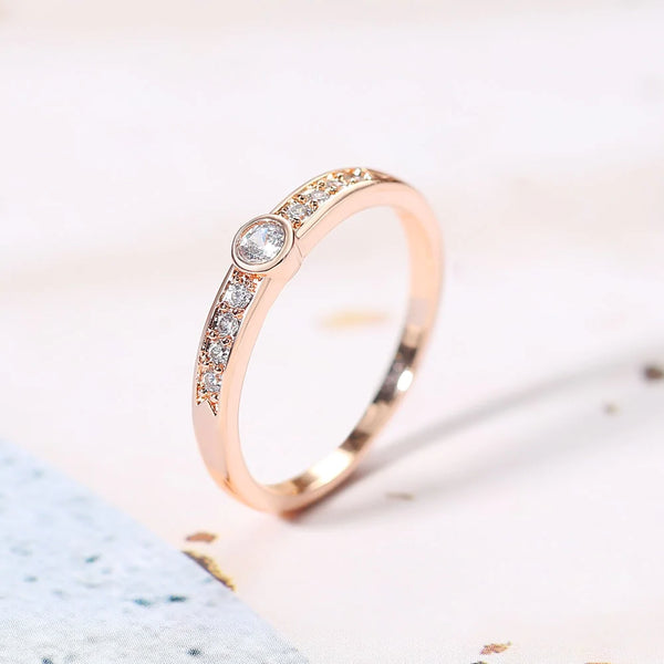 Women's Fashion Rose Gold Color Austrian Concise Crystal Wedding Ring  -  GeraldBlack.com