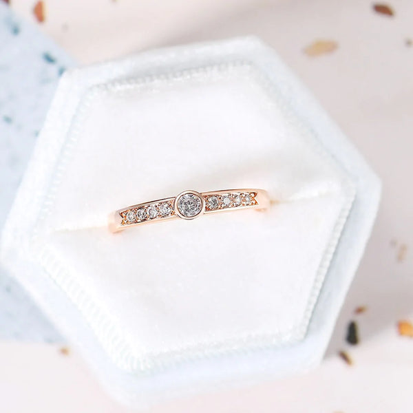 Women's Fashion Rose Gold Color Austrian Concise Crystal Wedding Ring  -  GeraldBlack.com