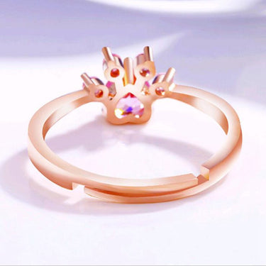 Women's Fashion Round Rose Gold Color Dog Claw Shaped Crystal Ring - SolaceConnect.com