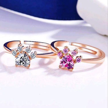 Women's Fashion Round Rose Gold Color Dog Claw Shaped Crystal Ring  -  GeraldBlack.com